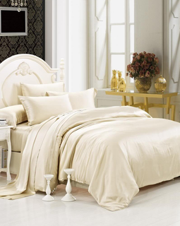 Luxuer 7PC Solid Silk Bedding Collections Champagne