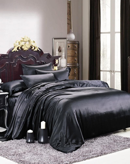 Luxuer 7PC Solid Silk Bedding Collections Machine Thread Count Handmade Pure