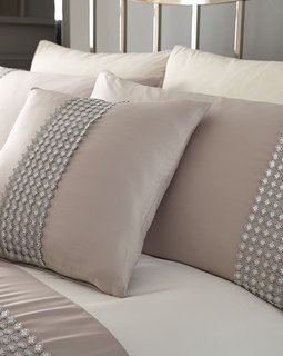 Luxury Metallic Detail Plated Faux Silk Duvet Quilt Cover Bedding Set Pillowcase